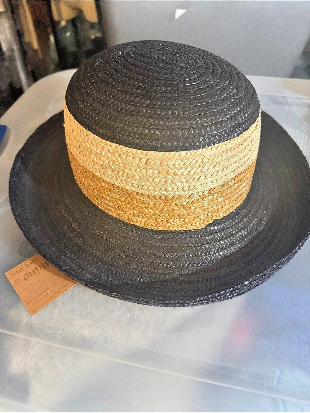 Color Block Straw Hat NWT